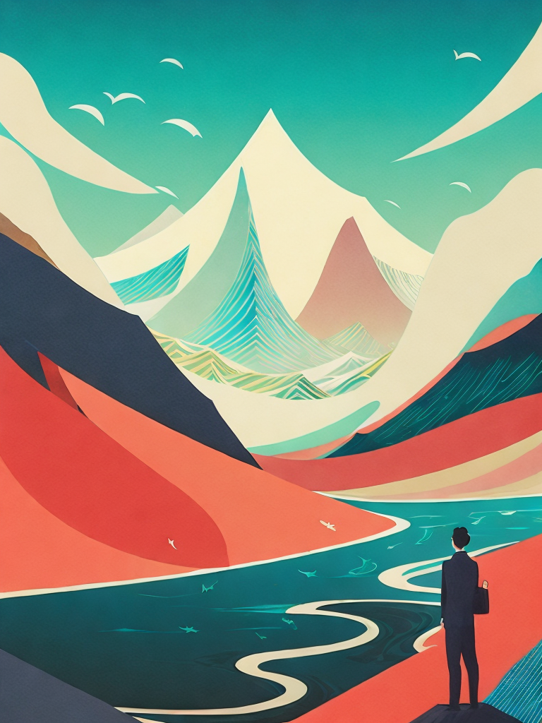 01057-1509388472-a painting of a person standing in front of a mountain with a river running through it by Victo Ngai.png